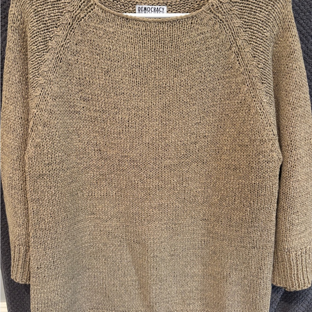 Democracy Women's Beige Crew Neck Sweater